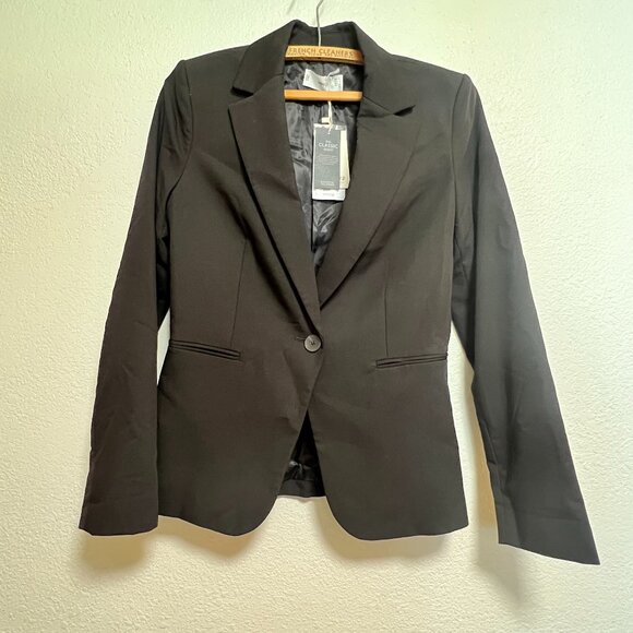 NWT MNG Classic Minimalist Office‎ Jacket Blazer Black Women Size 2 - Picture 1 of 7